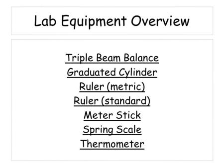 Lab Equipment Overview