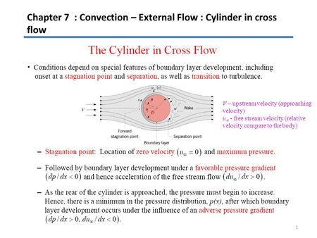 Chapter 7 : Convection – External Flow : Cylinder in cross flow