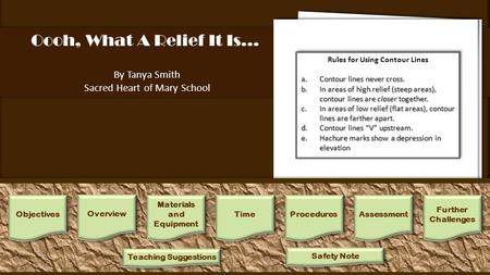 Oooh, What A Relief It Is… By Tanya Smith Sacred Heart of Mary School 1.Introduce the topic of elevation with a relief map. Discuss and review the four.