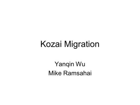 Kozai Migration Yanqin Wu Mike Ramsahai. The distribution of orbital periods P(T) increases from 120 to 2000 days Incomplete for longer periods Clear.