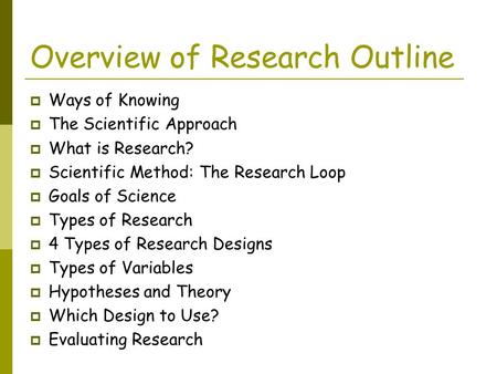 Overview of Research Outline