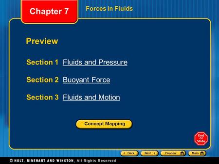 Chapter 7 Preview Section 1 Fluids and Pressure