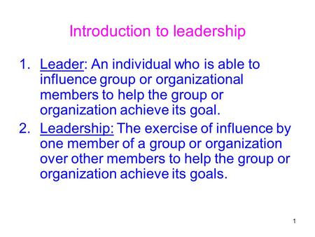Introduction to leadership
