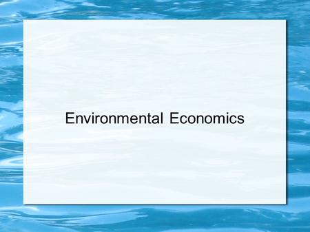 Environmental Economics. Ten Key Insights from Economics which Policy-Makers Need to be Aware of Economic and environmental systems are determined simultaneously.