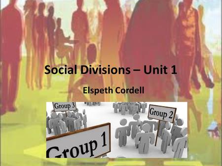 Social Divisions – Unit 1 Elspeth Cordell. Outcomes Define Social Diversity Define Ethnicity Outcome one: C1.1- Analyse the social diversity of People.