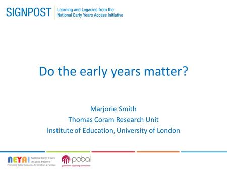 Do the early years matter?