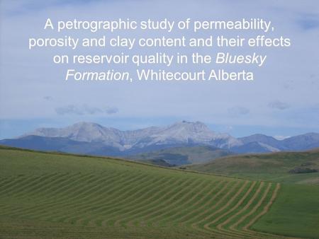 A petrographic study of permeability, porosity and clay content and their effects on reservoir quality in the Bluesky Formation, Whitecourt Alberta.