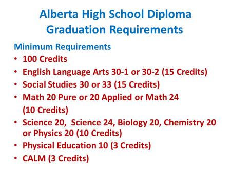 Alberta High School Diploma Graduation Requirements