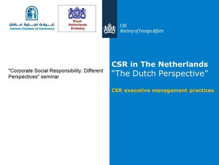 CSR in The Netherlands “The Dutch Perspective” CSR executive management practices.