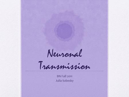 Neuronal Transmission