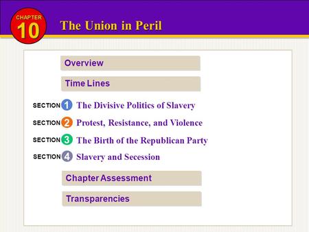 10 The Union in Peril The Divisive Politics of Slavery