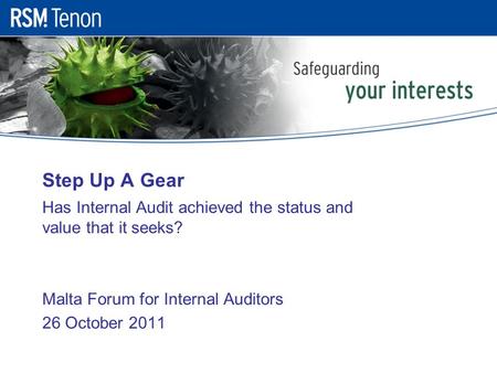 Step Up A Gear Has Internal Audit achieved the status and value that it seeks? Malta Forum for Internal Auditors 26 October 2011.