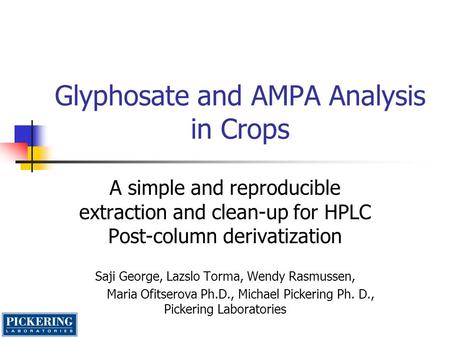 Glyphosate and AMPA Analysis in Crops