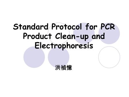 Standard Protocol for PCR Product Clean-up and Electrophoresis 洪禎憶.