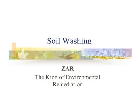 ZAR The King of Environmental Remediation