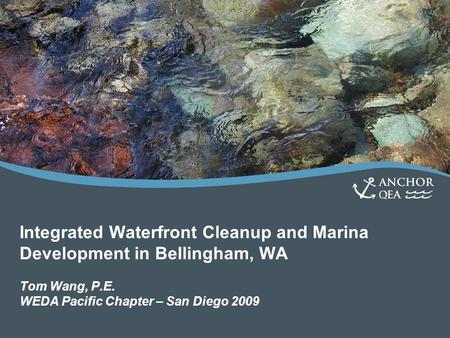 Integrated Waterfront Cleanup and Marina Development in Bellingham, WA Tom Wang, P.E. WEDA Pacific Chapter – San Diego 2009.
