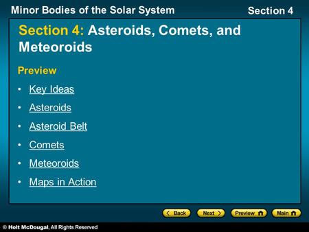 Section 4: Asteroids, Comets, and Meteoroids