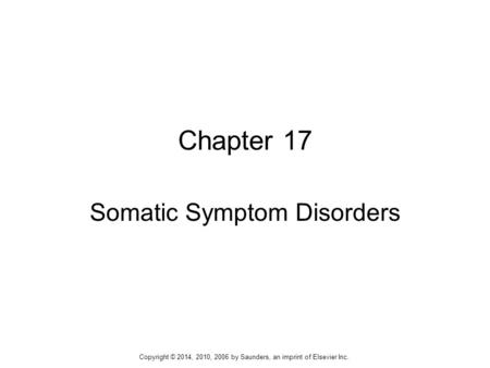 Somatic Symptom Disorders