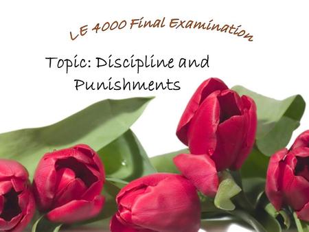 Topic: Discipline and Punishments. TEST ORGANIZATION 4 Reading texts on a general topic 3 Questions based on the texts No choice…all questions to be answered.