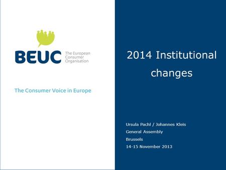 2014 Institutional changes Ursula Pachl / Johannes Kleis General Assembly Brussels 14-15 November 2013.