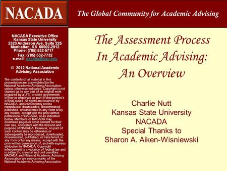 The Assessment Process In Academic Advising: An Overview