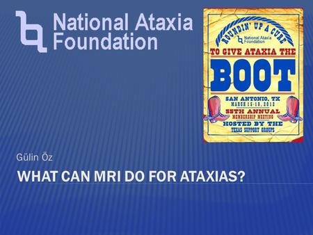 WHAT CAN MRI DO FOR ATAXIAS? Gülin Öz.  The information provided by speakers in any presentation made as part of the 2012 NAF Annual Membership Meeting.