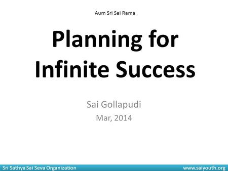 Planning for Infinite Success