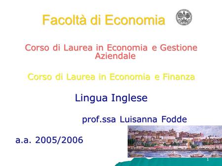 Facoltà di Economia Lingua Inglese