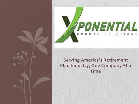Serving America’s Retirement Plan Industry, One Company At a Time.