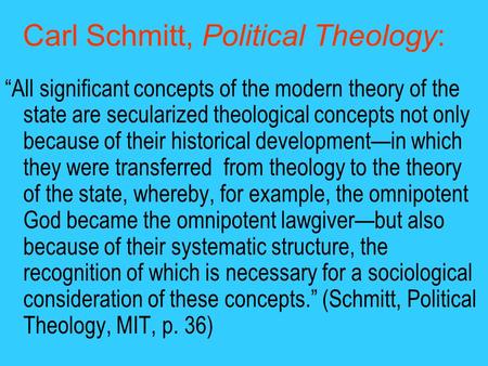 Carl Schmitt, Political Theology: