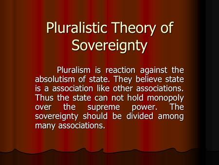Pluralistic Theory of Sovereignty