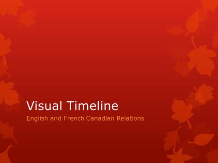 Visual Timeline English and French Canadian Relations.