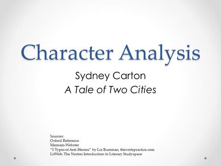 Sydney Carton A Tale of Two Cities