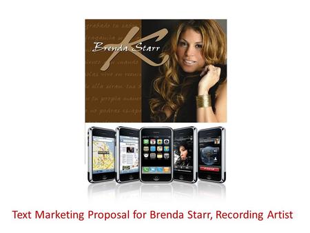 Text Marketing Proposal for Brenda Starr, Recording Artist.