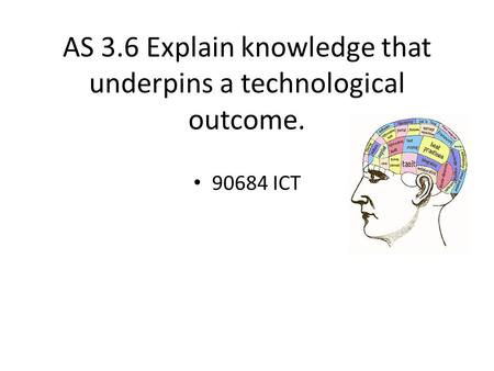 AS 3.6 Explain knowledge that underpins a technological outcome. 90684 ICT.