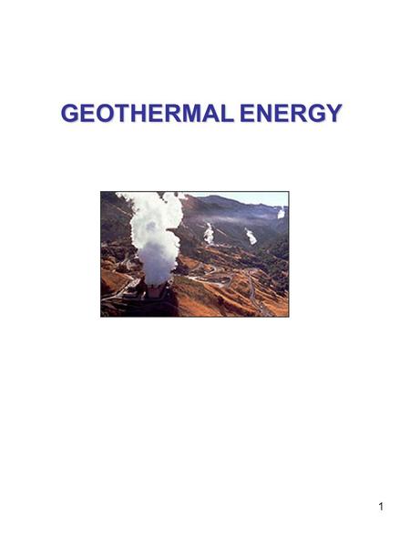 1 GEOTHERMAL ENERGY. 2 Geothermal power is generated by mining the earth's heat. In areas with high temperature ground water at shallow depths, wells.
