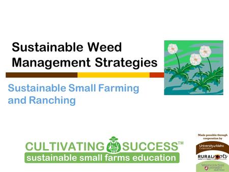Sustainable Small Farming and Ranching Sustainable Weed Management Strategies.