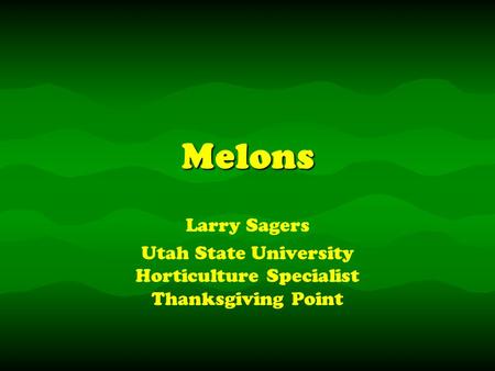 MelonsMelons Larry Sagers Utah State University Horticulture Specialist Thanksgiving Point Larry Sagers Utah State University Horticulture Specialist Thanksgiving.