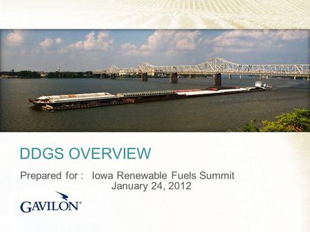 DDGS OVERVIEW Prepared for : Iowa Renewable Fuels Summit January 24, 2012.