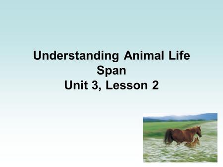 Understanding Animal Life Span Unit 3, Lesson 2