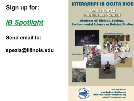 Sign up for: IB Spotlight Send  to: