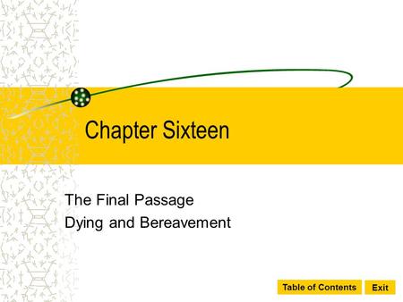 The Final Passage Dying and Bereavement