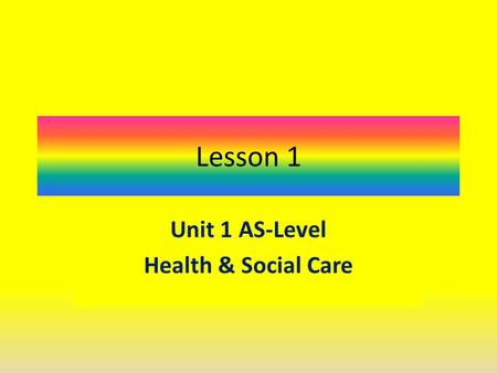 Unit 1 AS-Level Health & Social Care