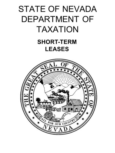 STATE OF NEVADA DEPARTMENT OF TAXATION SHORT-TERM LEASES.