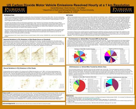 US Carbon Dioxide Motor Vehicle Emissions Resolved Hourly at a 1 km Resolution Daniel Mendoza 1, Kevin Gurney 1, Chris Miller 1 1 Department of Earth and.