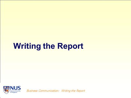 Writing the Report.