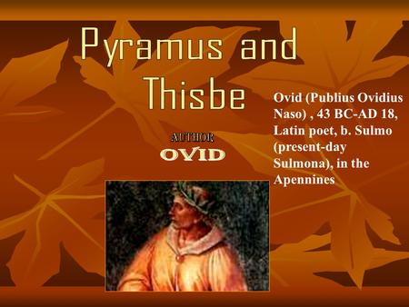 Pyramus and Thisbe OVID
