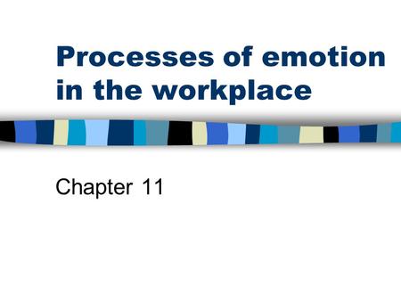 Processes of emotion in the workplace Chapter 11.