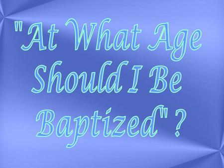 Does it even matter ? Yes it totally matters To understand this, we need to start from the beginning We need to discuss the reasons for Baptism We need.