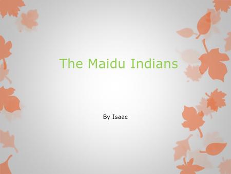 The Maidu Indians By Isaac.